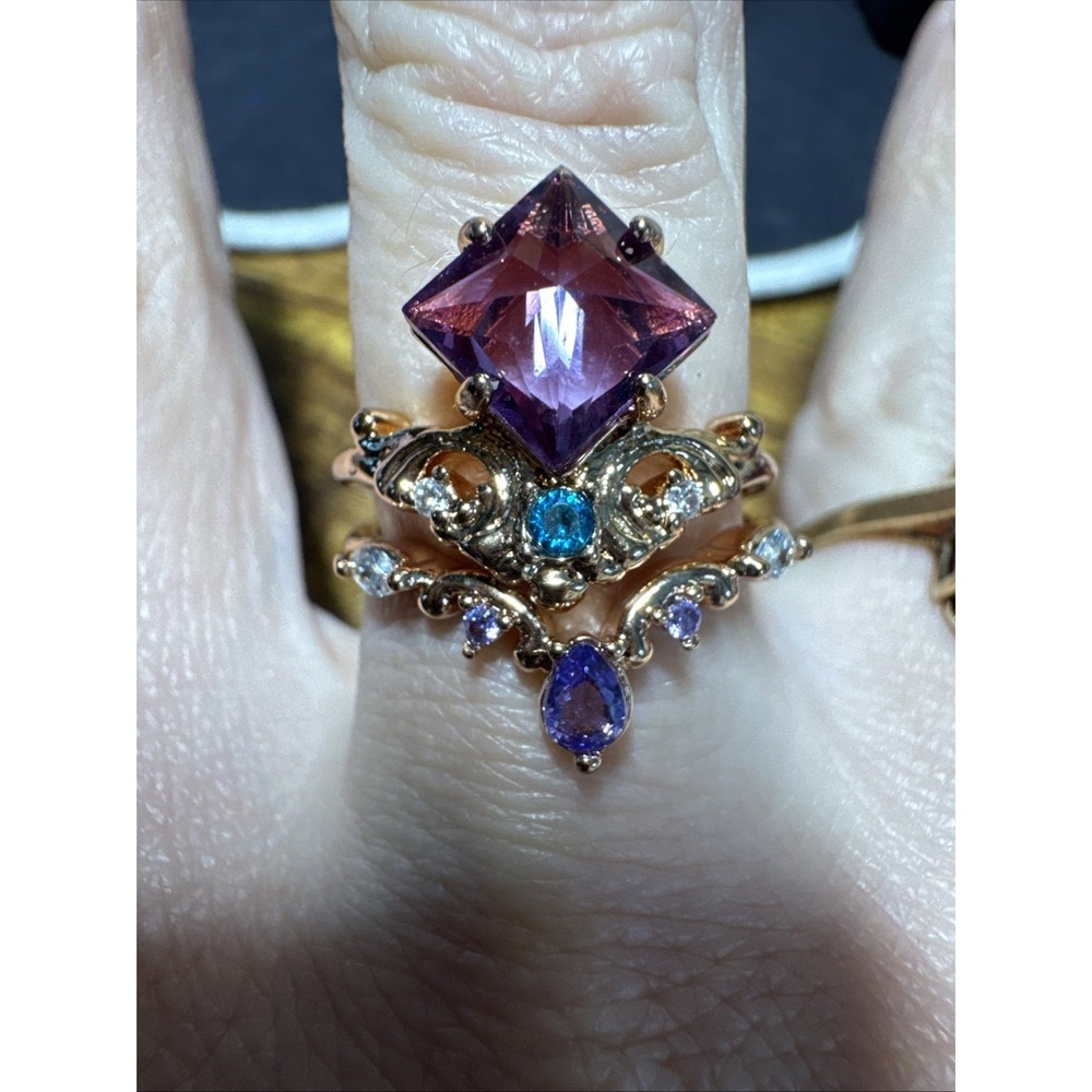 Hidden Wonders set of two stackable rings Atlantis collection sz8 purples blues
